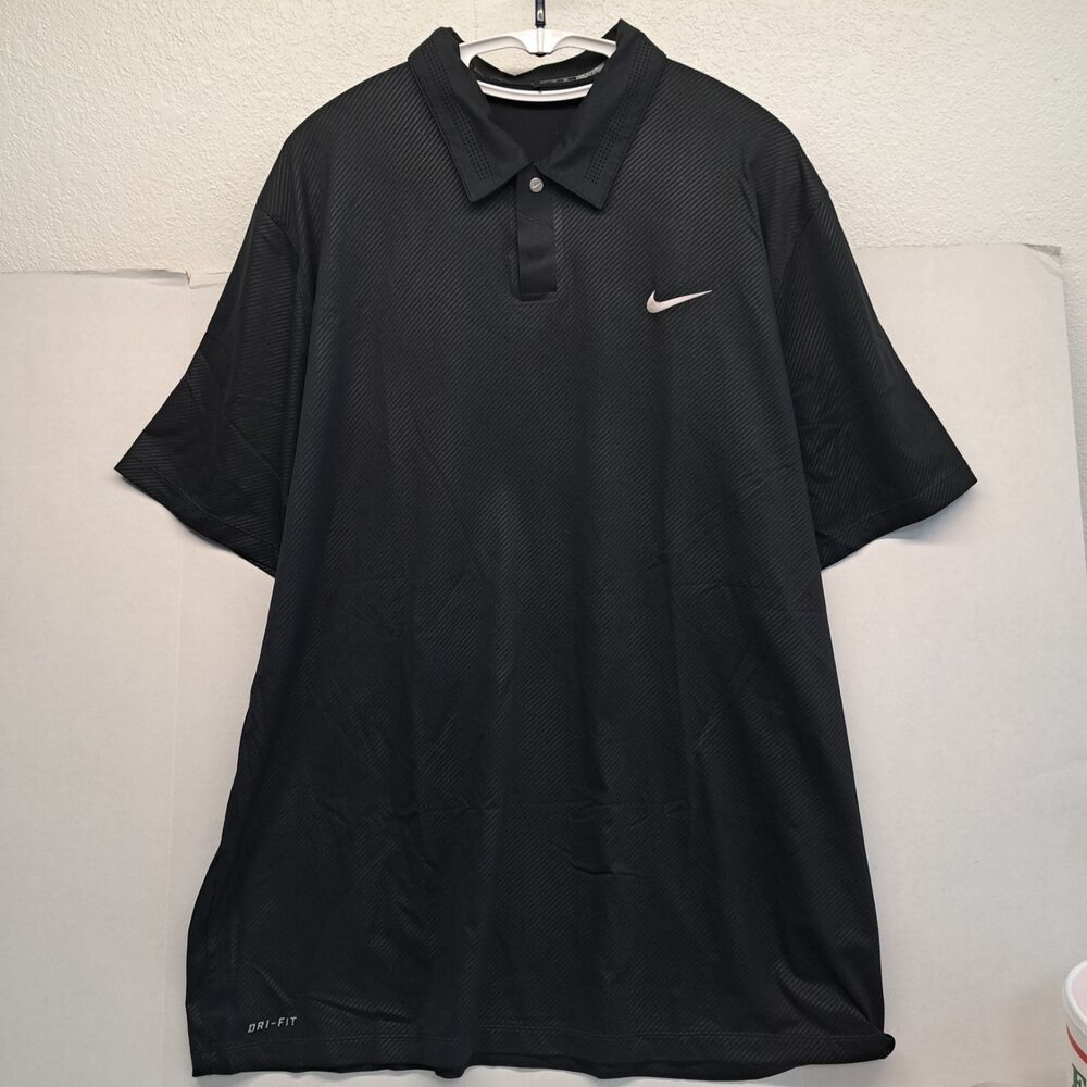Nike Tiger Woods Collection Golf Polo Shirt Men's XL Black Stripes